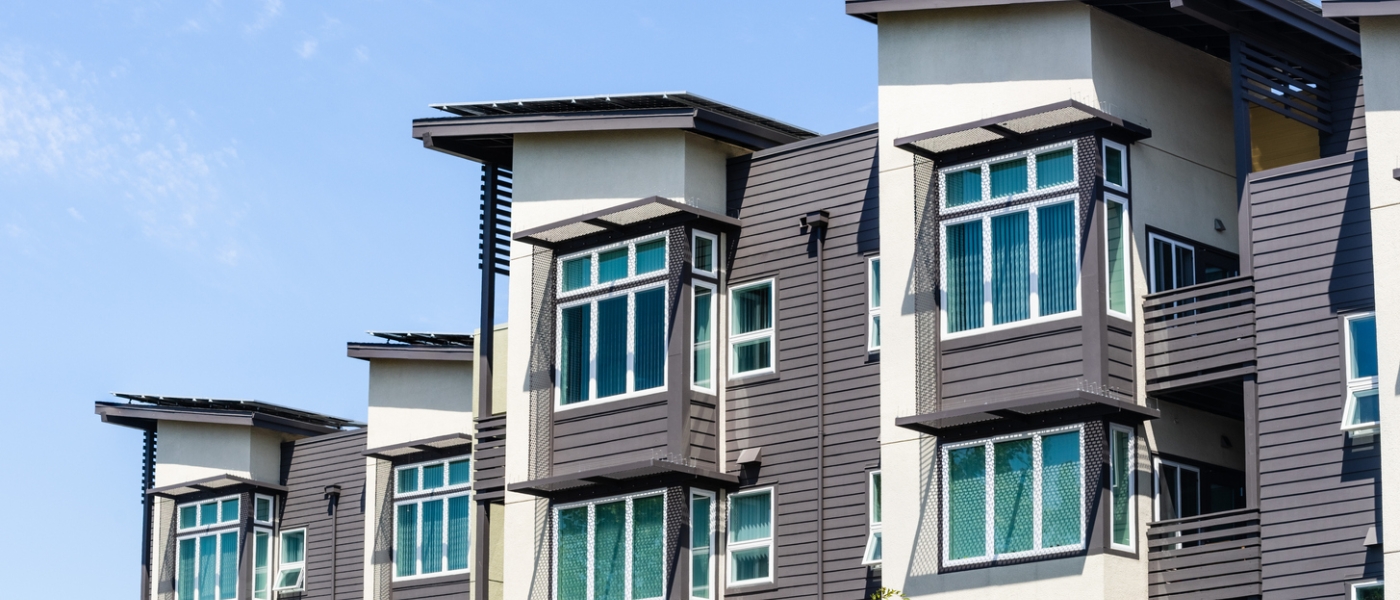 Townhouses with blue sky